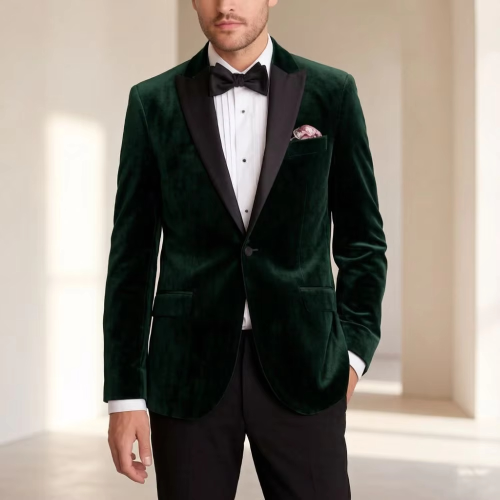 Elegant Formal Men'S Wear - Aksamitny garnitur męski slim fit, jednoczęściowa