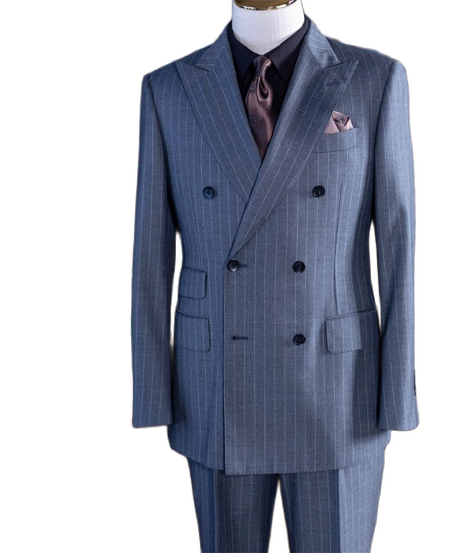 Men Formal Wear With Blazer - Szary Garnitur Męski Dwurzędowy Klasyczny z