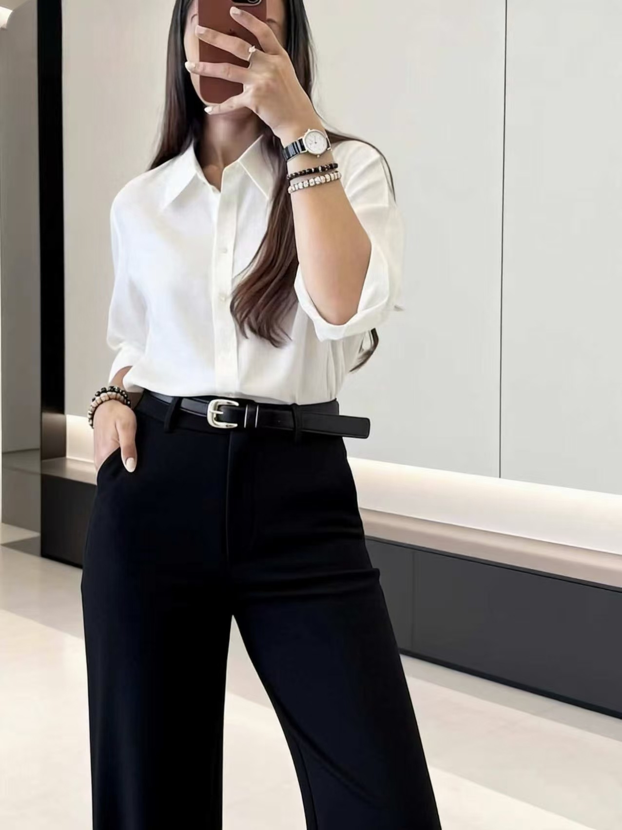 Dress Pant Flat Front - Spodnie palazzo z wysokim stanem, plisami