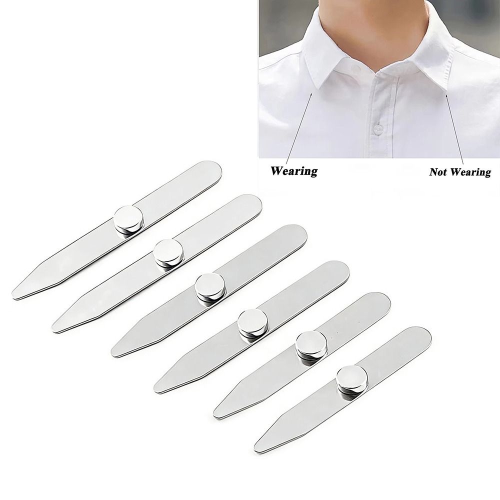 Collar Stay Metal - 6 szt. Wytrzymałe, magnetyczne wkładki do