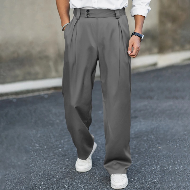 Dress Pant Flat Front - Męskie spodnie z szerokimi nogawkami, z