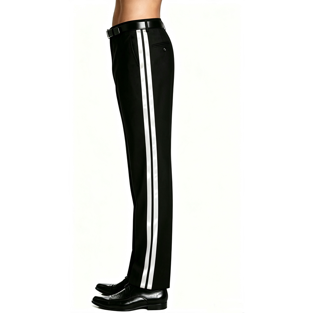 Męskie spodnie smokingowe w po – Dress Pant Flat Front recenzja i cena