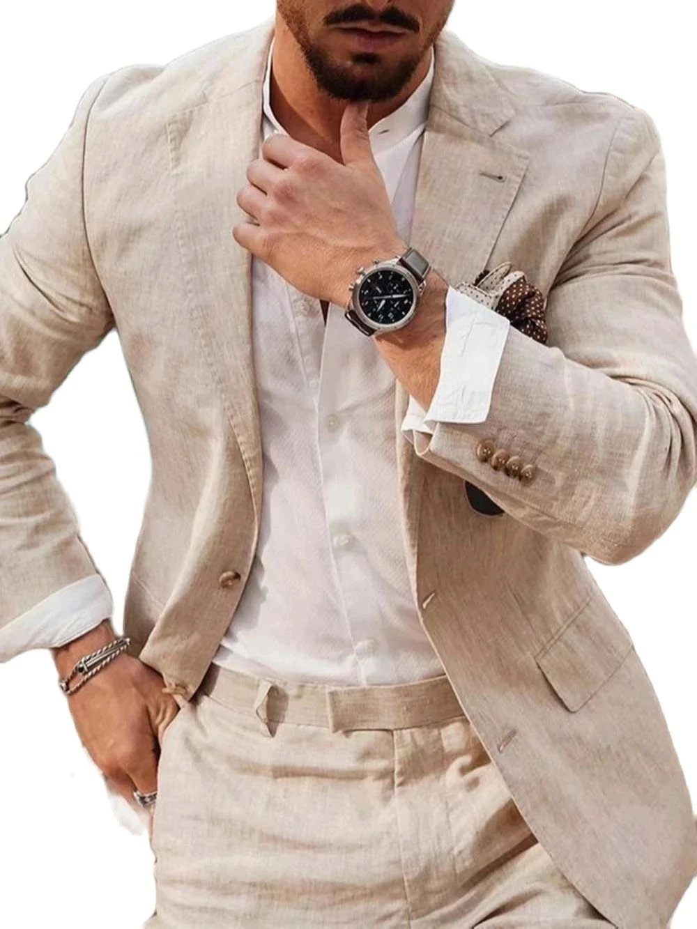 Letnie lniane garnitury męskie – Men Formal Wear With Blazer recenzja i cena