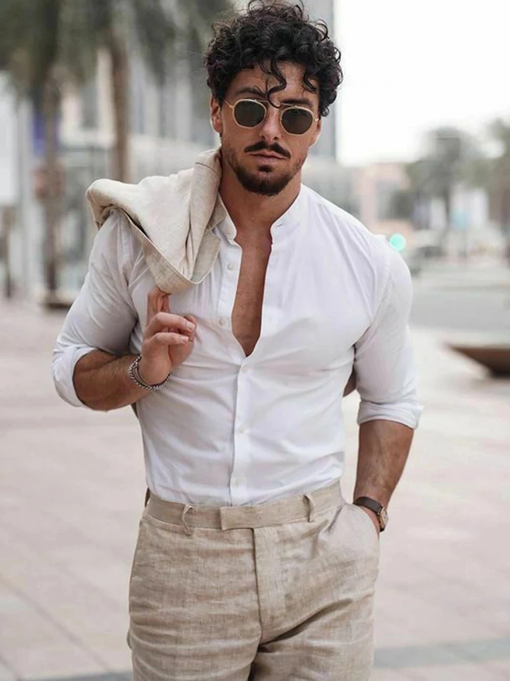 Letnie lniane garnitury męskie – Men Formal Wear With Blazer recenzja i cena