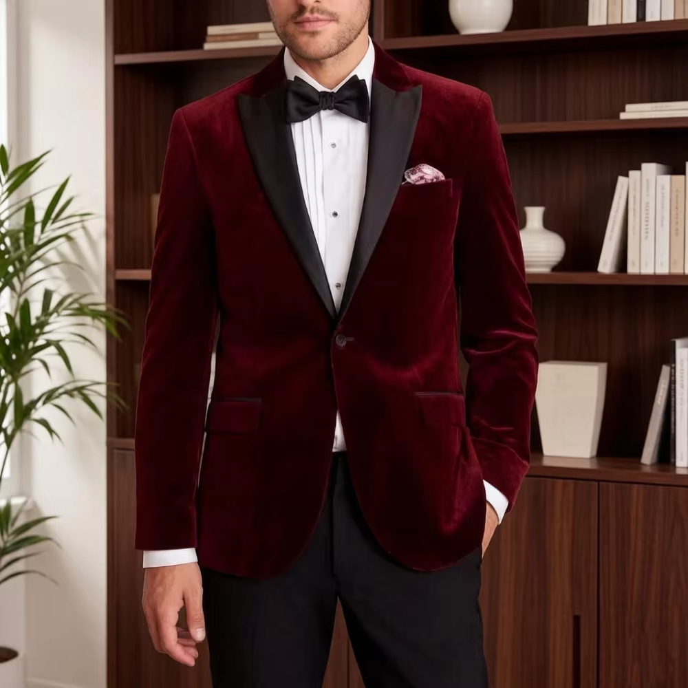 Aksamitny garnitur męski slim  – Elegant Formal Men'S Wear recenzja i cena