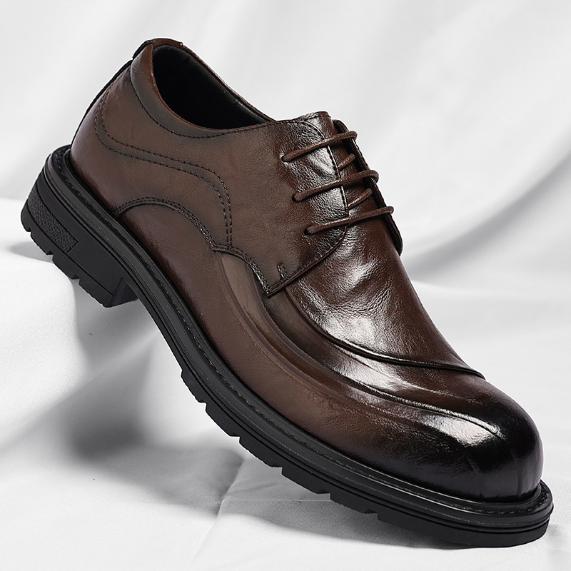 Brązowe, postarzane, skórzane, – Men Formal Wear Wedding recenzja i cena