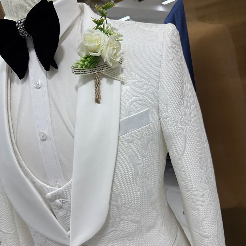 Męski garnitur ślubny biały 3- – Men Formal Wear Pants recenzja i cena