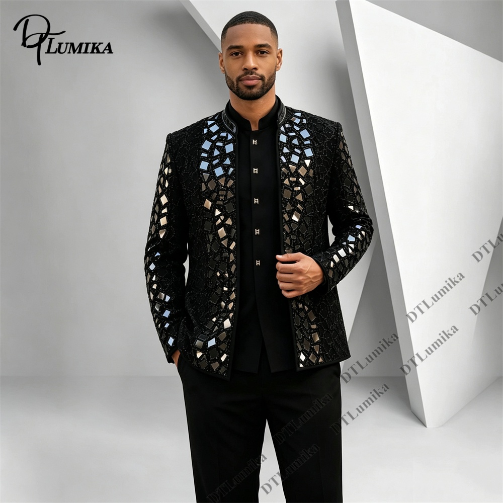 Męski czarny garnitur z mandar – Men Formal Wear Pants recenzja i cena