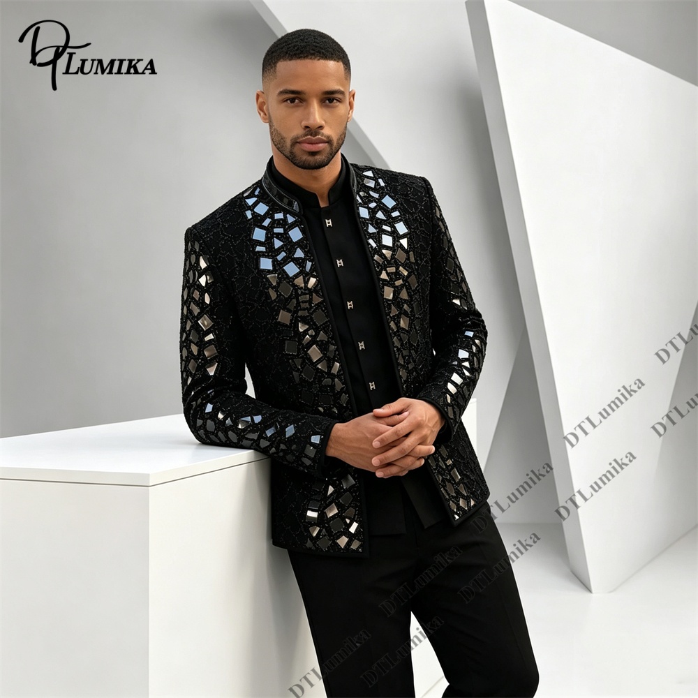 Męski czarny garnitur z mandar – Men Formal Wear Pants recenzja i cena