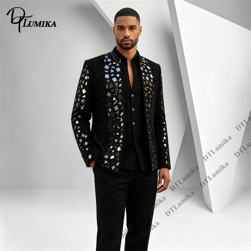 Męski czarny garnitur z mandar – Men Formal Wear Pants recenzja i cena