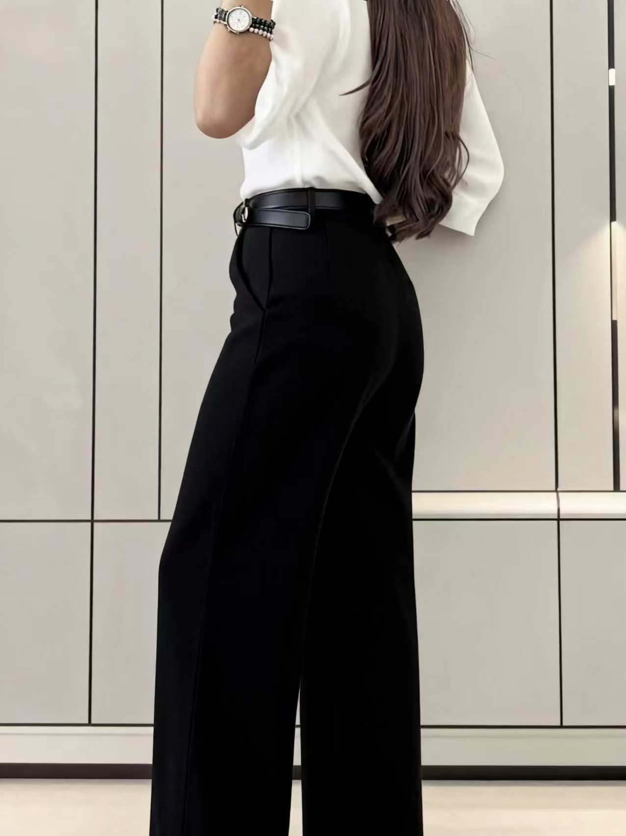 Spodnie palazzo z wysokim stan – Dress Pant Flat Front recenzja i cena