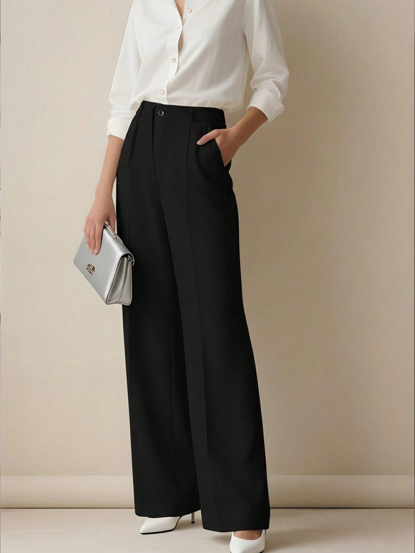 Damskie spodnie garniturowe z  – Dress Pant Flat Front recenzja i cena