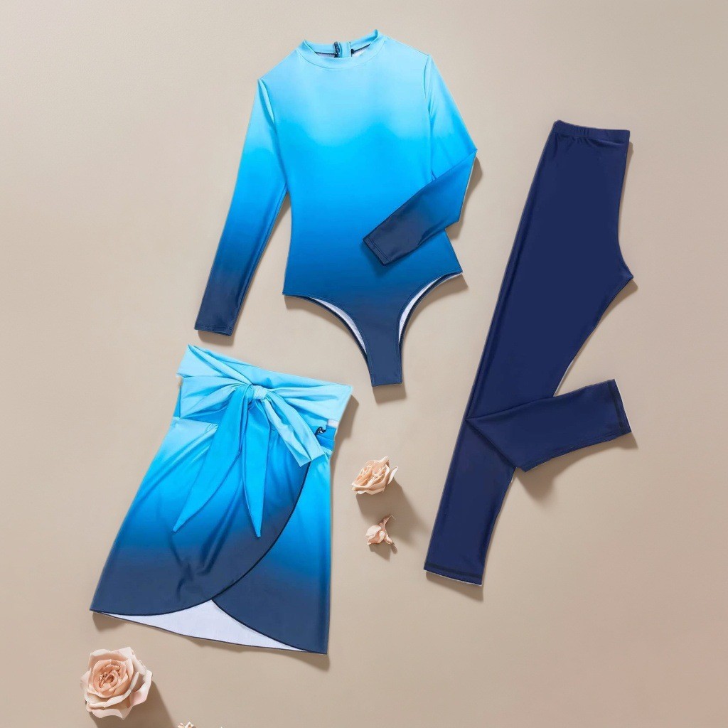 Niebieski strój kąpielowy z dł – Slim Fit Suit Set recenzja i cena
