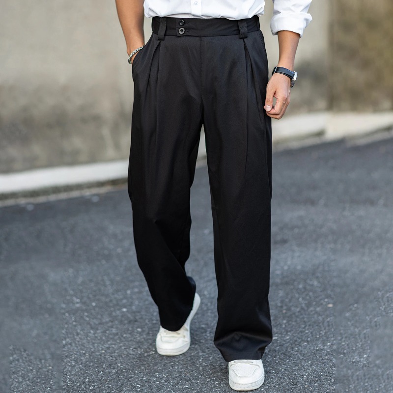 Męskie spodnie z szerokimi nog – Dress Pant Flat Front recenzja i cena
