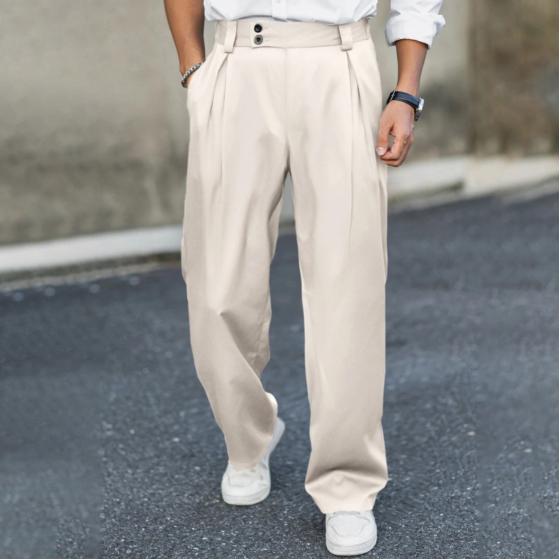 Męskie spodnie z szerokimi nog – Dress Pant Flat Front recenzja i cena