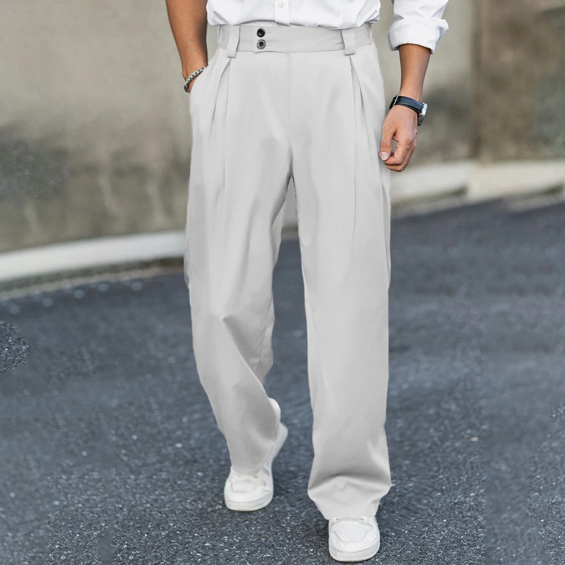 Męskie spodnie z szerokimi nog – Dress Pant Flat Front recenzja i cena