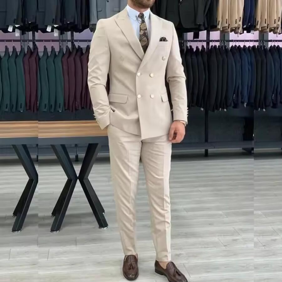 Nowe beżowe garnitury męskie d – Men Formal Wear Wedding recenzja i cena