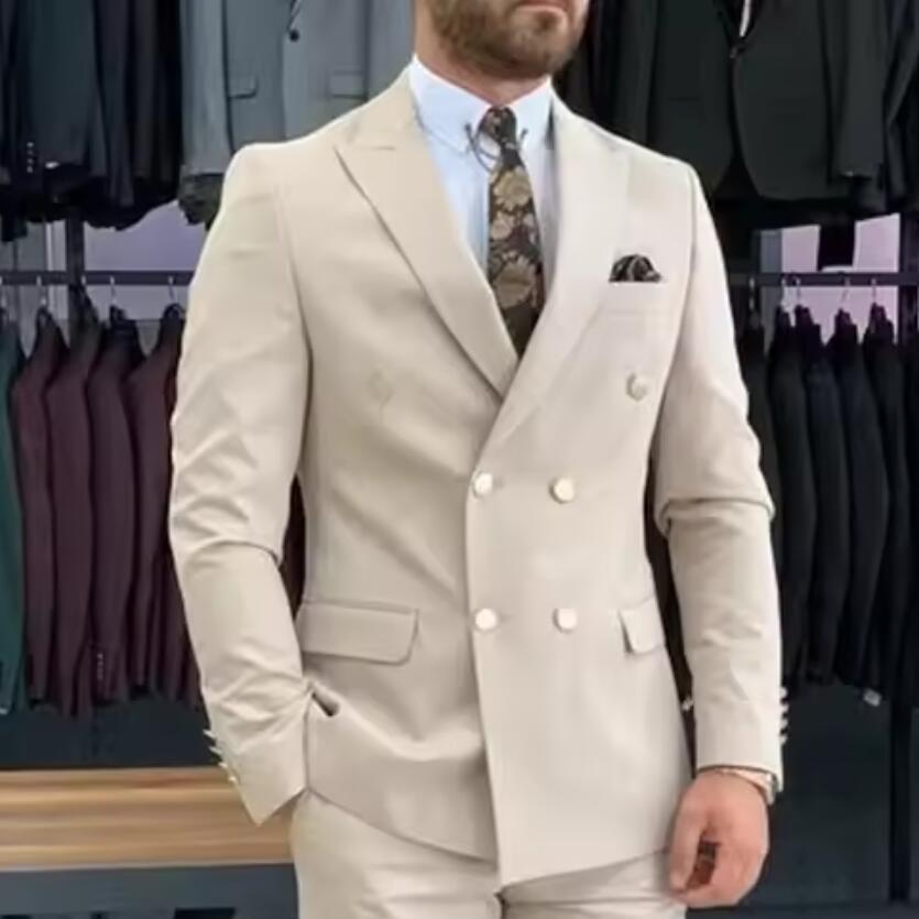 Nowe beżowe garnitury męskie d – Men Formal Wear Wedding recenzja i cena