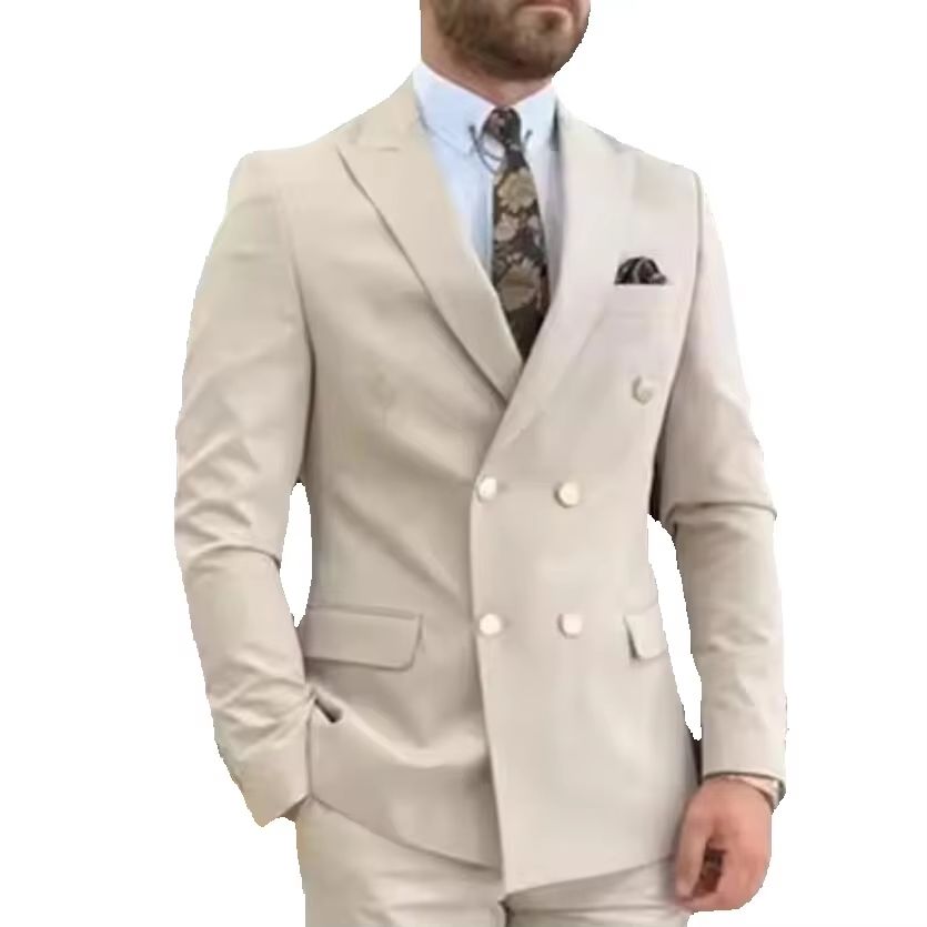 Nowe beżowe garnitury męskie d – Men Formal Wear Wedding recenzja i cena